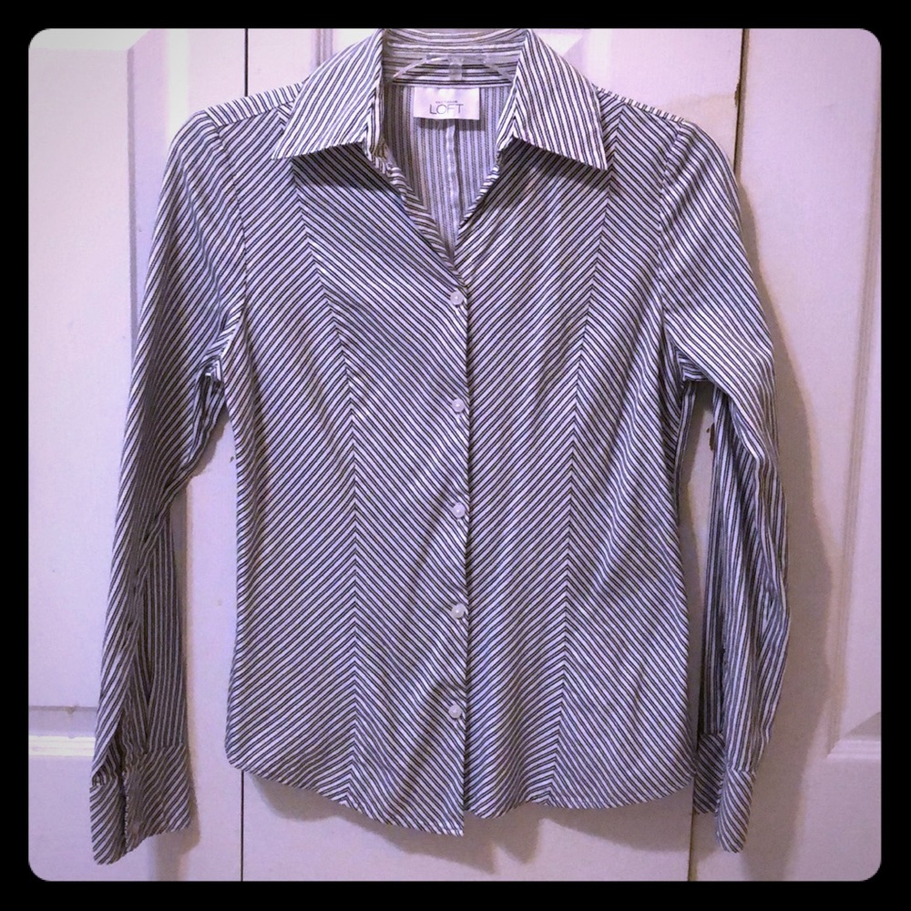 Ann Taylor Loft Striped Button down shirt PXS